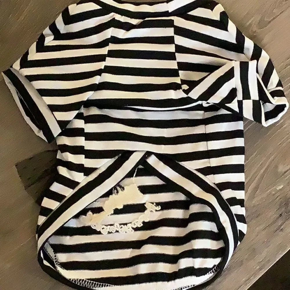 Striped Skull Hearts Dog Shirt